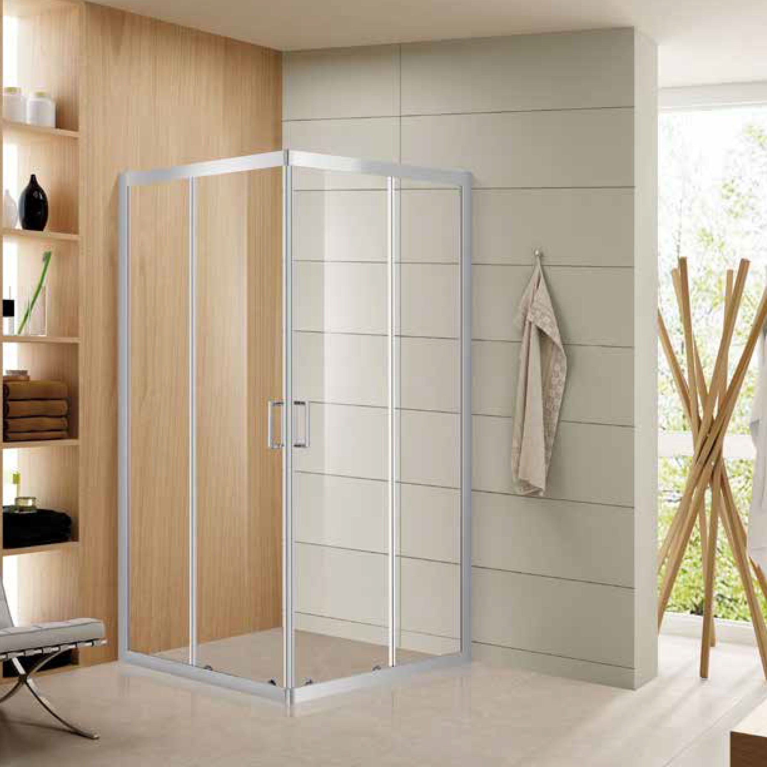 Καμπίνα Μπάνιου Με Είσοδο Από Γωνία Με Συρόμενα Φύλλα Venia 10 | Kρύσταλλο Ασφαλείας Διάφανο 6mm 