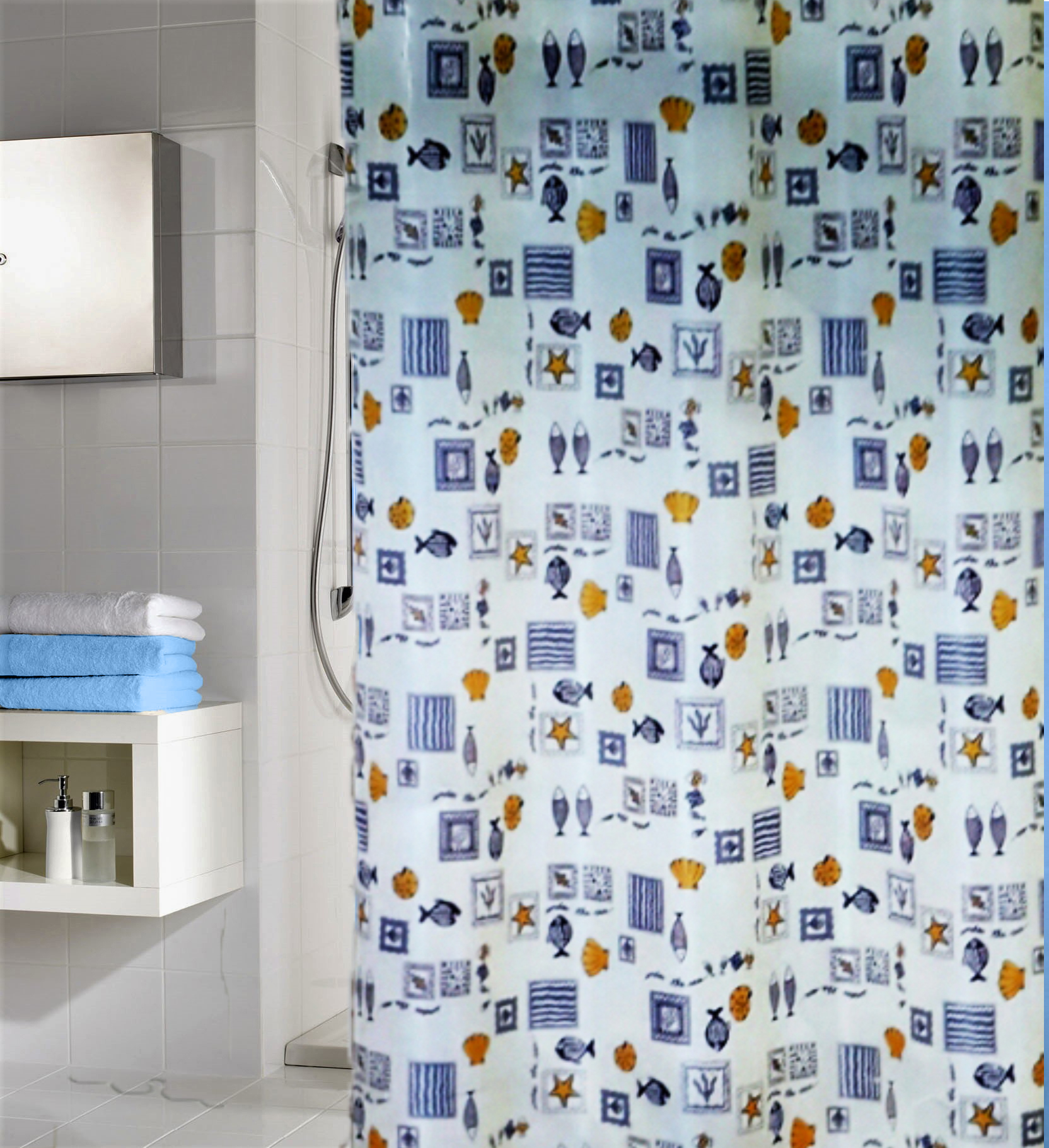 Κουρτίνα Μπάνιου Υφασμάτινη Coral 