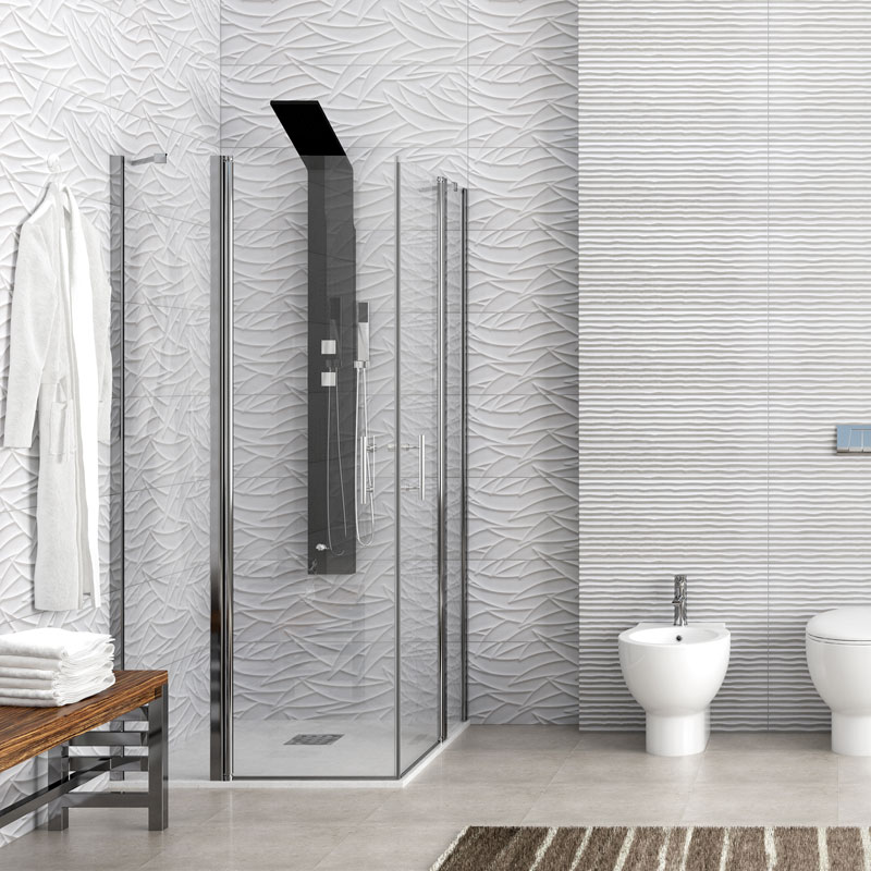 Καμπίνα Μπάνιου Mε Είσοδο Από Γωνία Με Aνοιγόμενα Φύλλα Μοντέλο Panex 100 | Kρύσταλλο Διάφανο 6mm 
