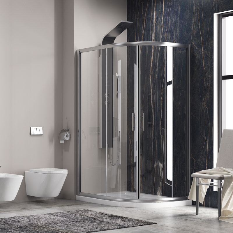 Καμπίνα Μπάνιου Ημικυκλική Ασύμμετρη Flora 650 | Κρύσταλλο Διάφανο 6mm 