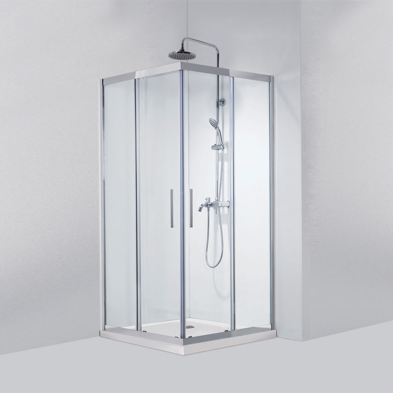 Καμπίνα Μπάνιου Με Είσοδο Από Τη Γωνία Inox 100 | Kρύσταλλο Διάφανο 8mm 