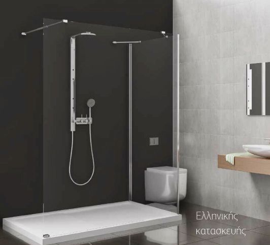 Διαχωριστικό Ντουζιέρας Walk In 4 | Κρύσταλλο Διάφανο 6mm