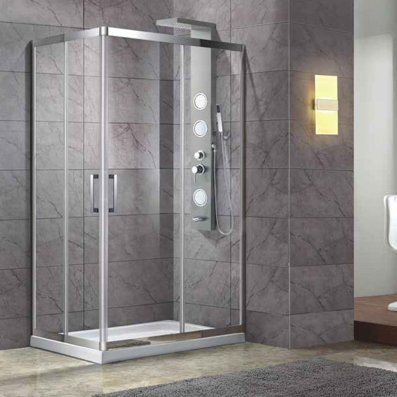 Καμπίνα Μπάνιου Mε Είσοδο Από Γωνία Με Συρόμενα Φύλλα Hermes 10 | Kρύσταλλο Διάφανο 6mm 