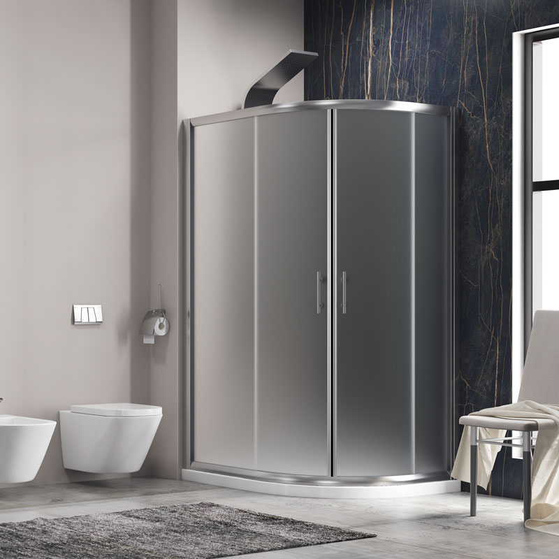 Καμπίνα Μπάνιου Ημικυκλική Ασύμμετρη Flora 650 | Κρύσταλλο Satin 6mm 