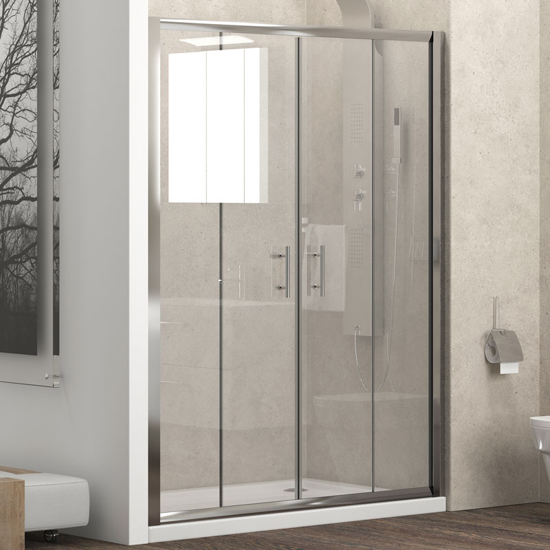 Καμπίνα Μπάνιου Τοίχο-Τοίχο Δίφυλλη Συρόμενη Moντέλο Flora 600 | Kρύσταλλο Διάφανο 6mm