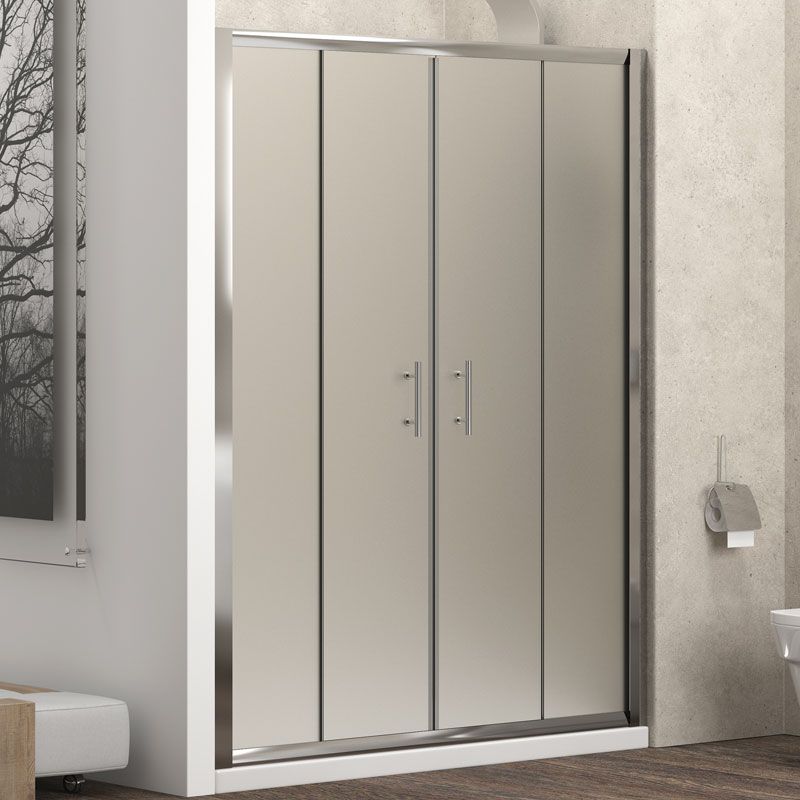 Καμπίνα Μπάνιου Τοίχο-Τοίχο Δίφυλλη Συρόμενη Moντέλο Flora 600 | Kρύσταλλο Satin 6mm