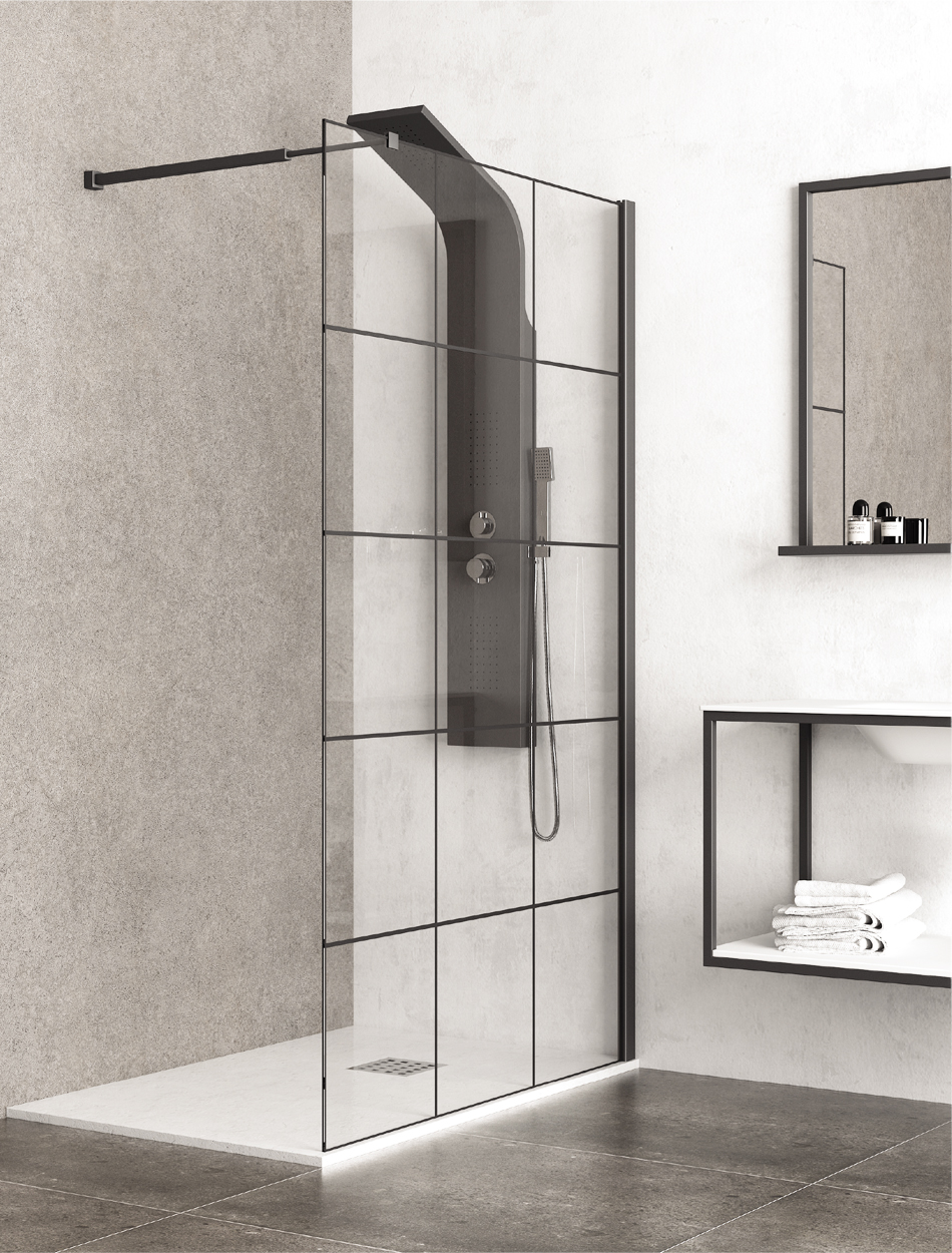 Σταθερό διαχωριστικό Κρύσταλλο Nero Free 1 | Κρύσταλλο Με Γραμμές 6mm