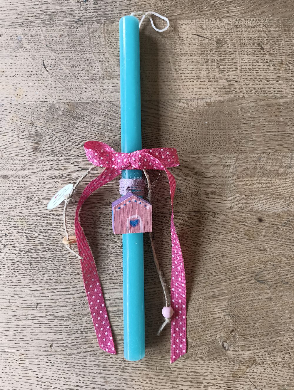 Λαμπάδα Χειροποίητη Wooden Mini House - Purple & Pink