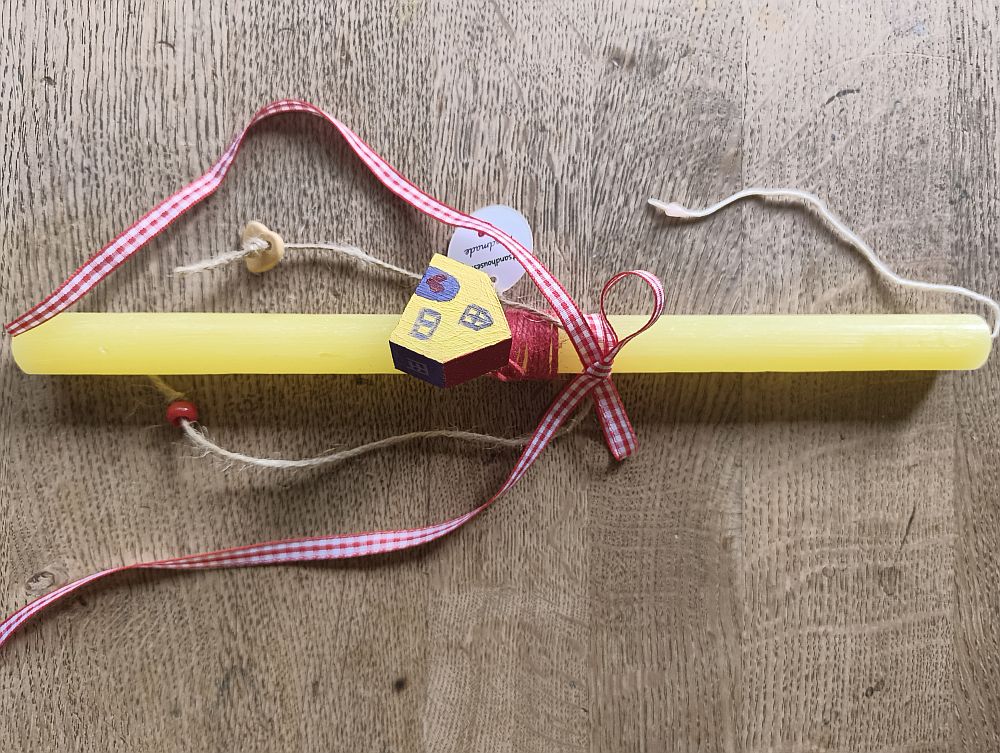 Λαμπάδα Χειροποίητη Wooden Mini House - Yellow